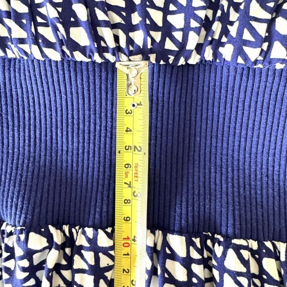 Anthropologie Maeve Women Gemma Dress Blue White Geometric Dolman Sleeve - Picture 12 of 13